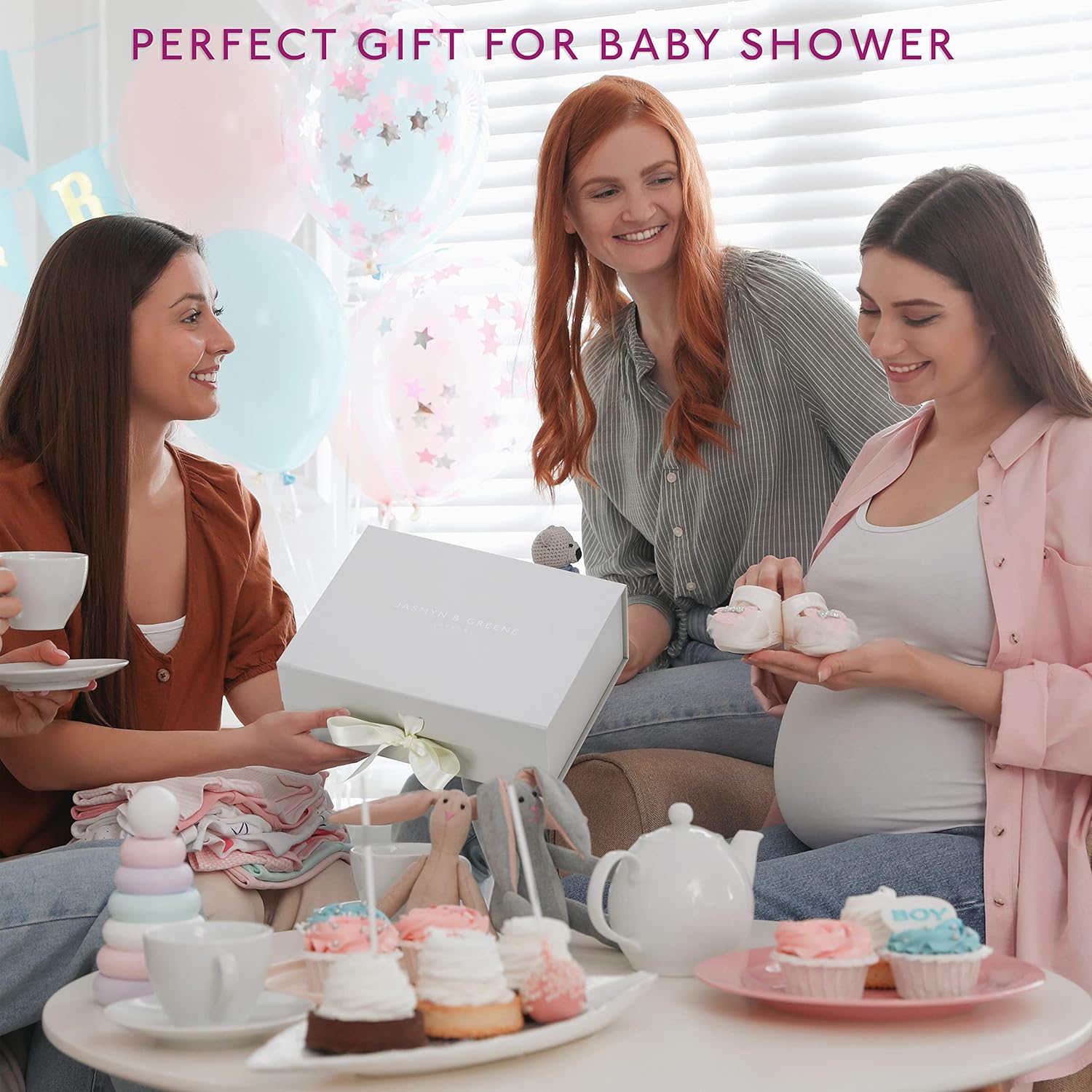 New Mom Gift Basket - 9 Luxury Baby Shower Gifts for mom to be and Baby Essentials for Newborn. Post partum self Care Package for Pregnant Women with New mom Gifts for Women and Gifts for Babies. - Image 3